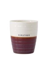 Koffiemok kerstkus wit/donkerrood