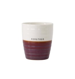 Koffiemok kerstkus wit/donkerrood