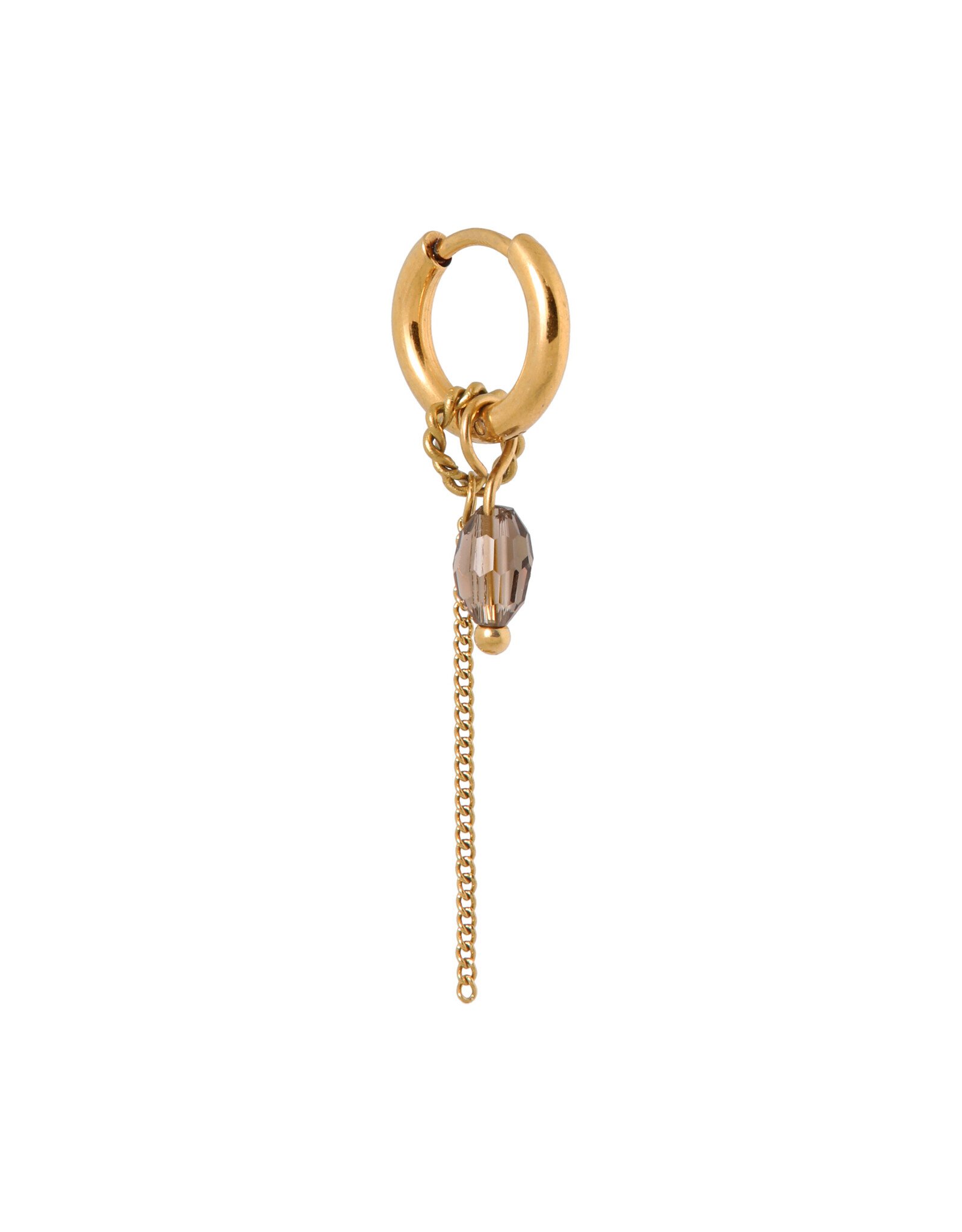 Oorring enkel anthracite chain