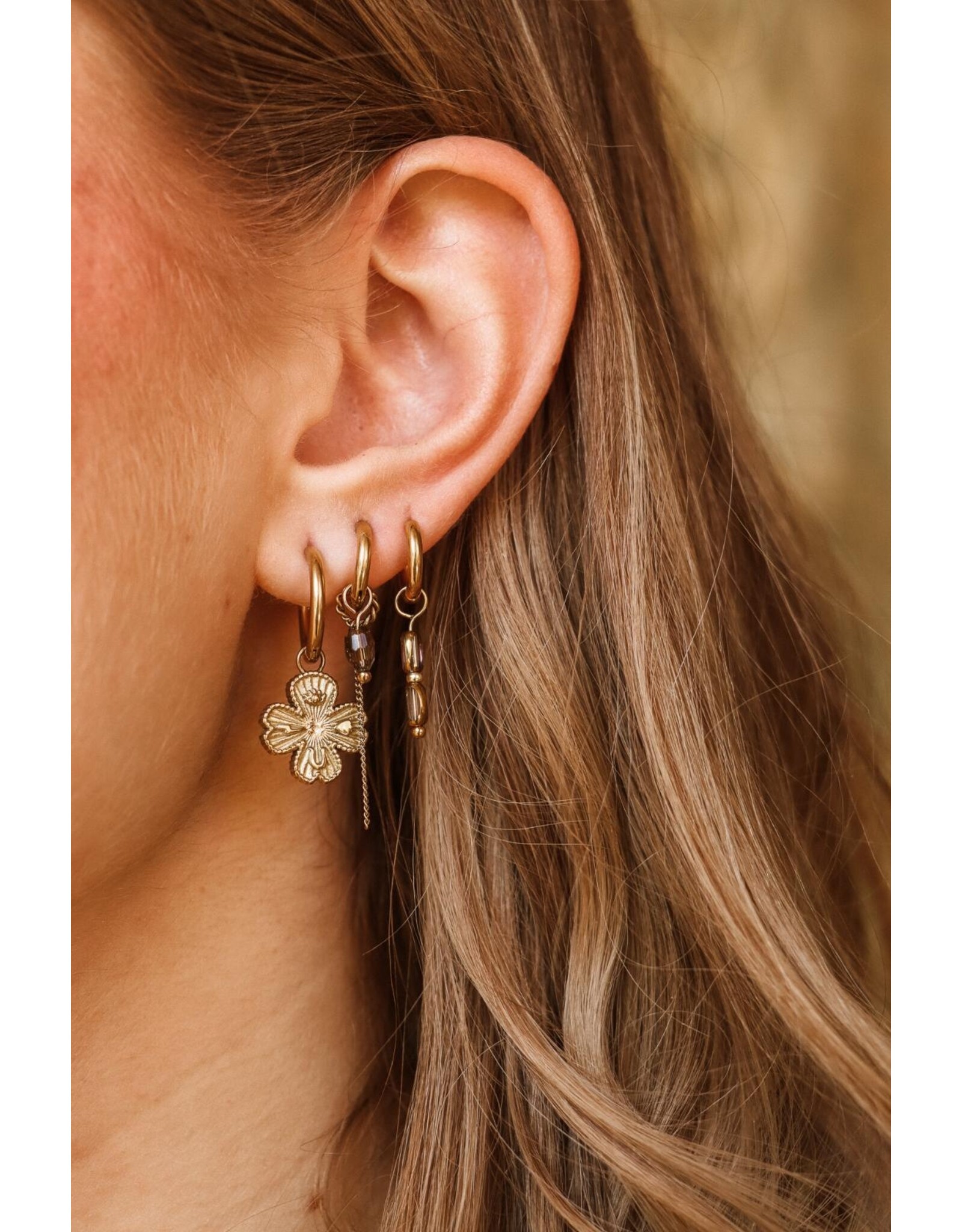 Oorring grey glow 1 stuk