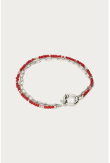 Armband driedubbel bordeaux zilver