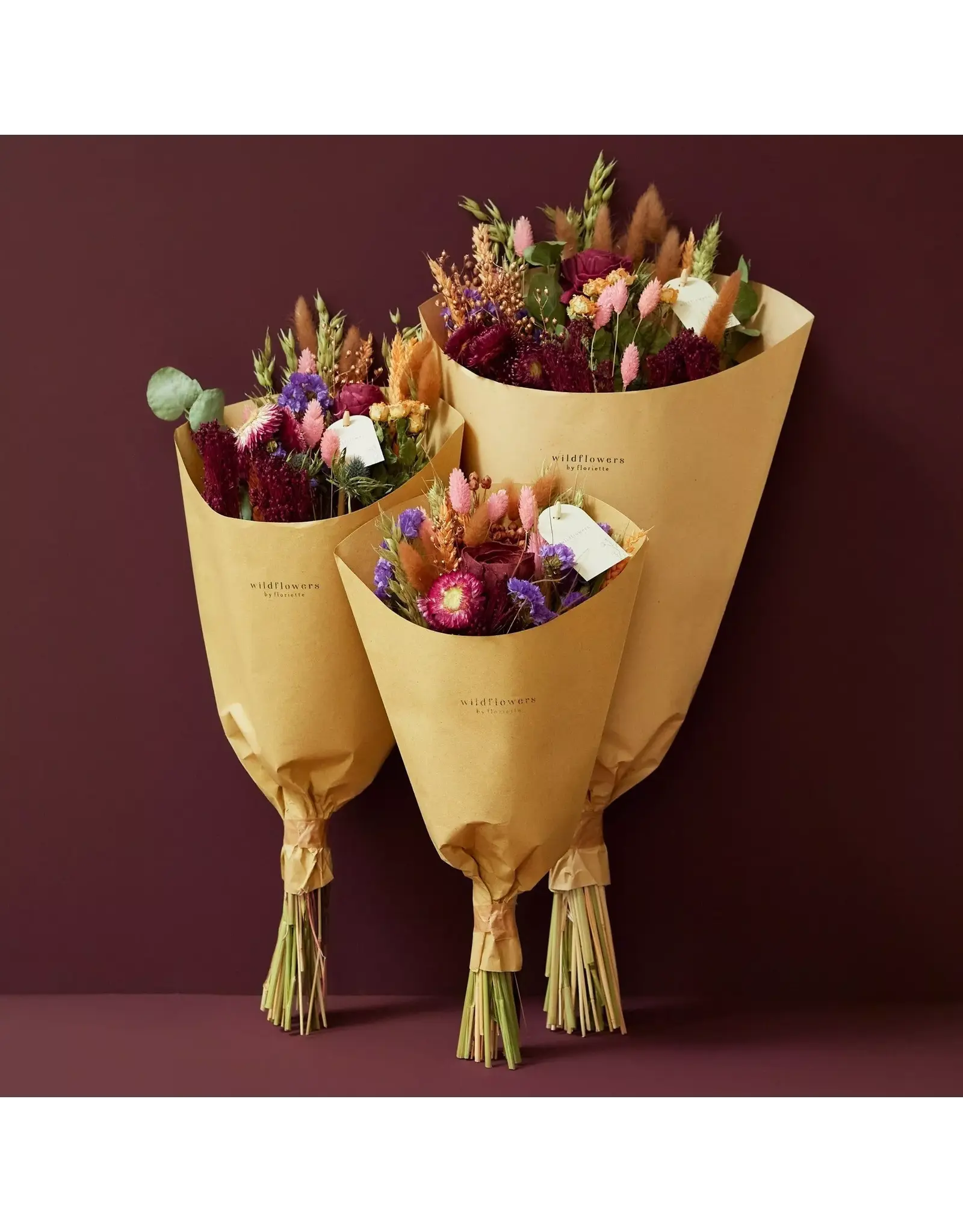Droogbloemen medium burgundy