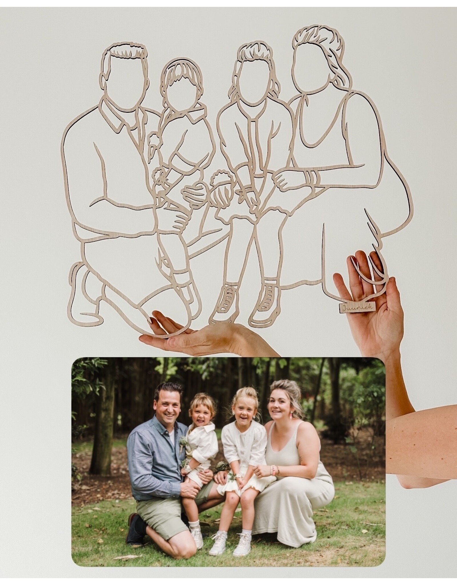 Houten lijnportret L