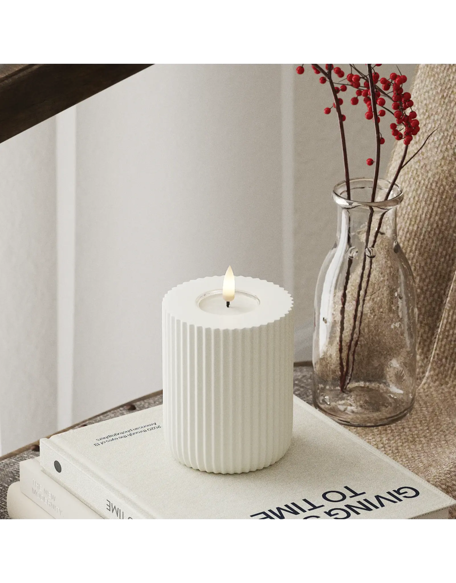 Led kaars streep wit 10cm