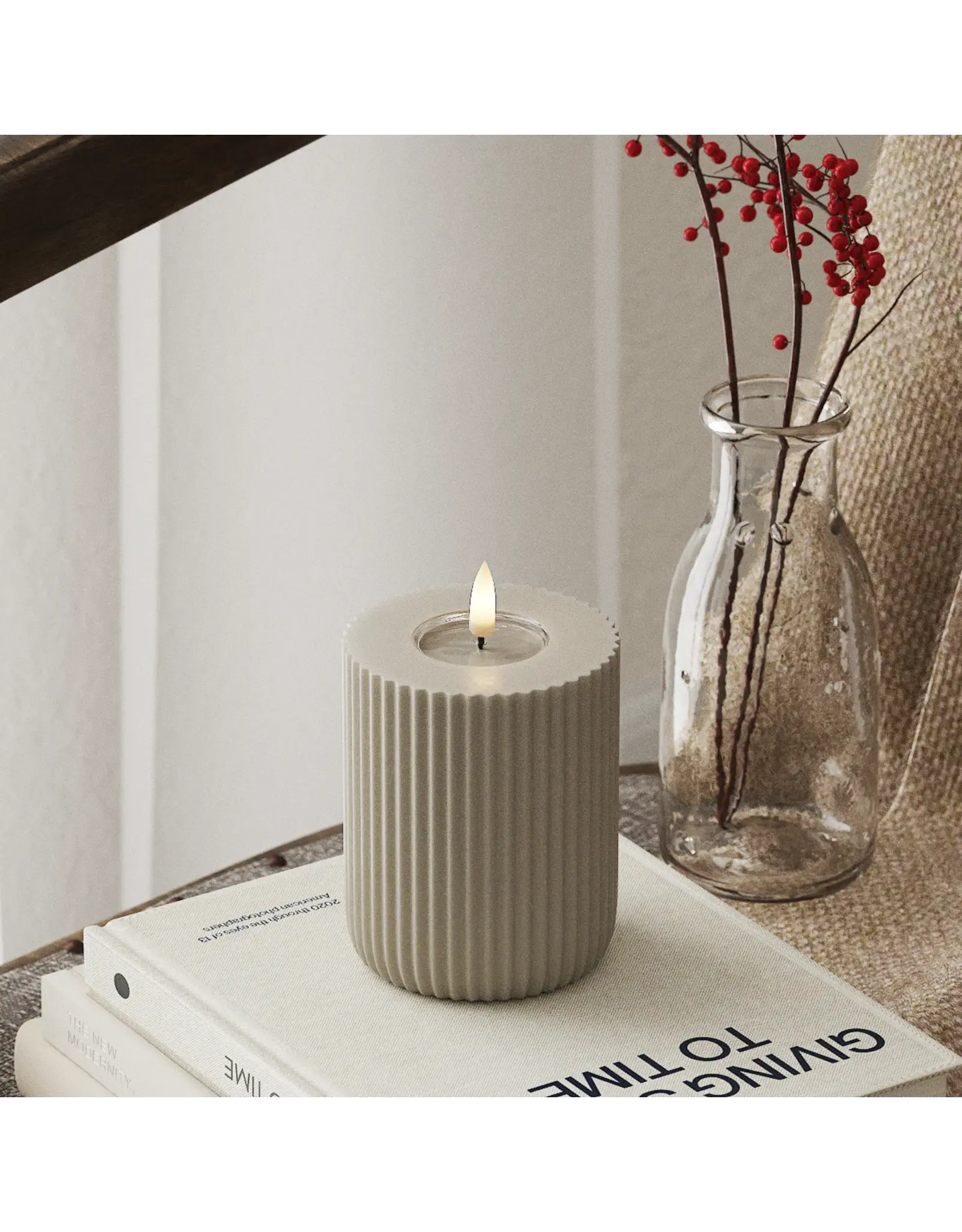 Led kaars streep sand 10cm