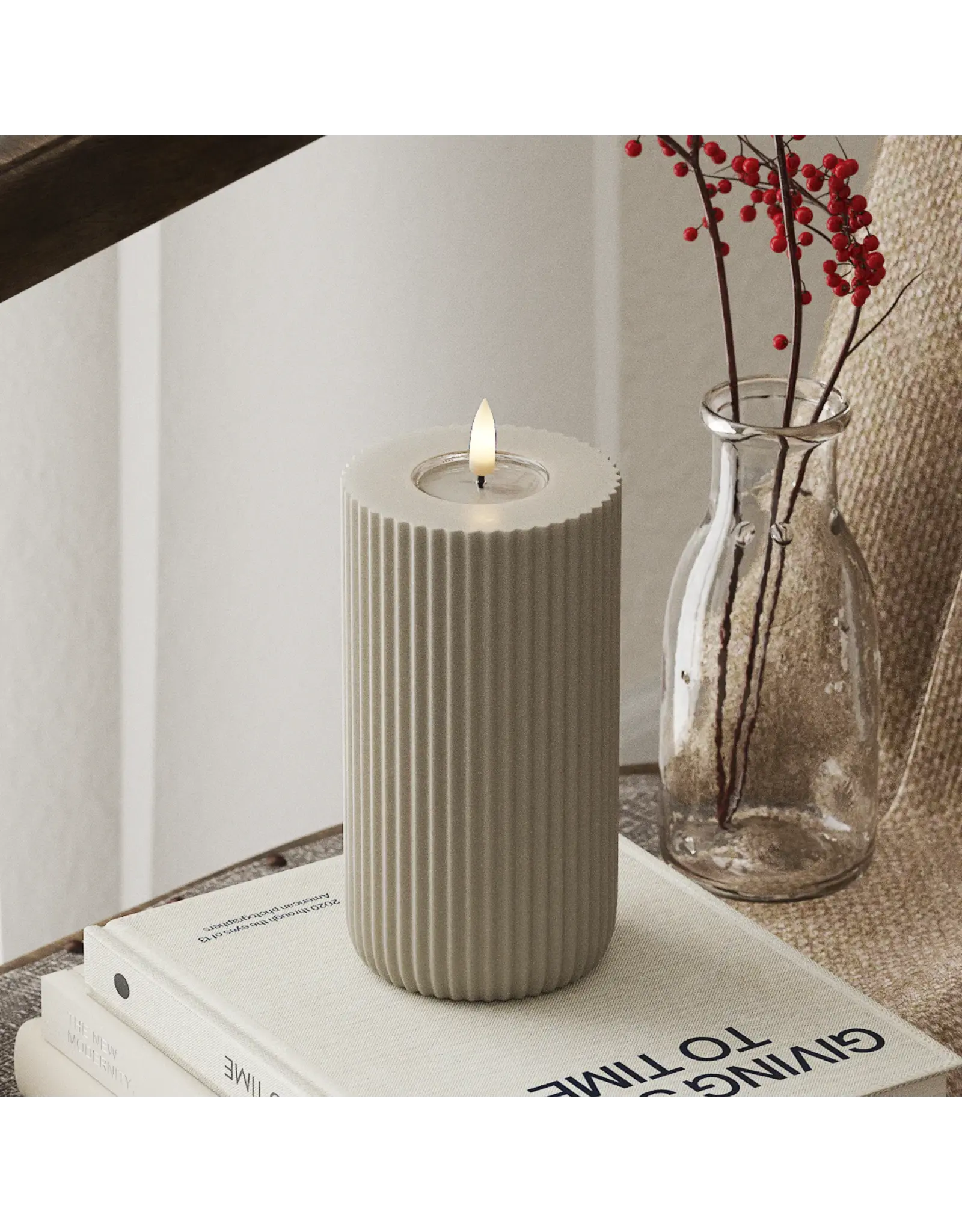 Led kaars streep sand 15cm