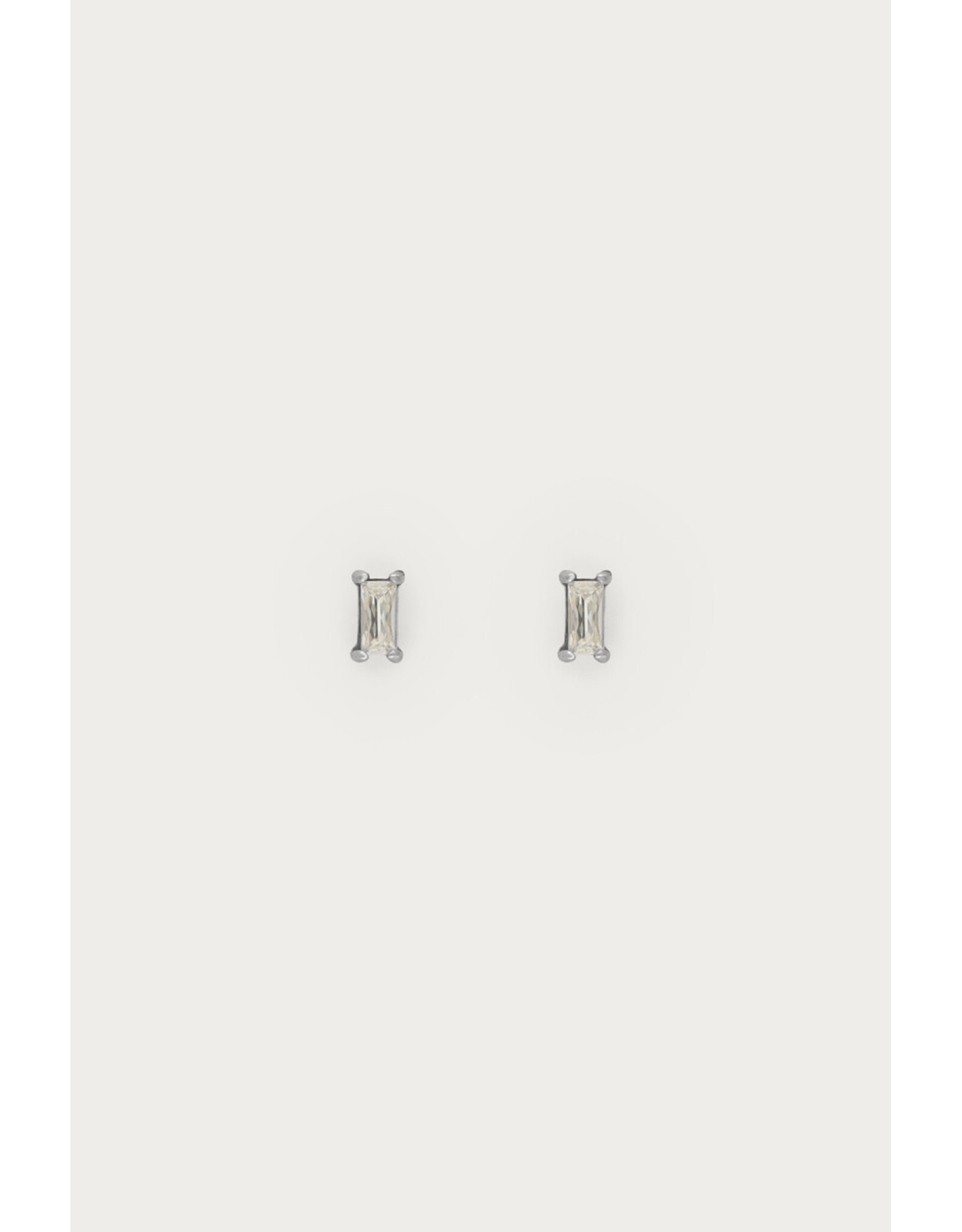 Studs steentje rectangle zilver