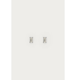 Studs steentje rectangle zilver