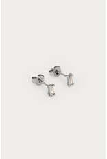 Studs steentje rectangle zilver