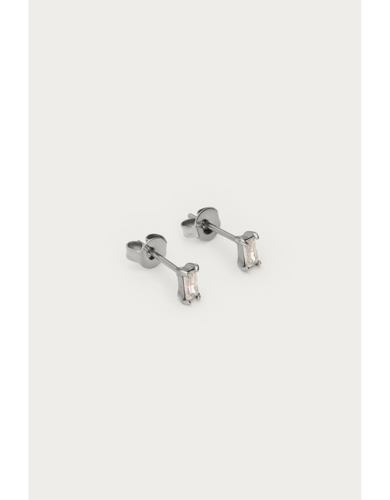 Studs steentje rectangle zilver