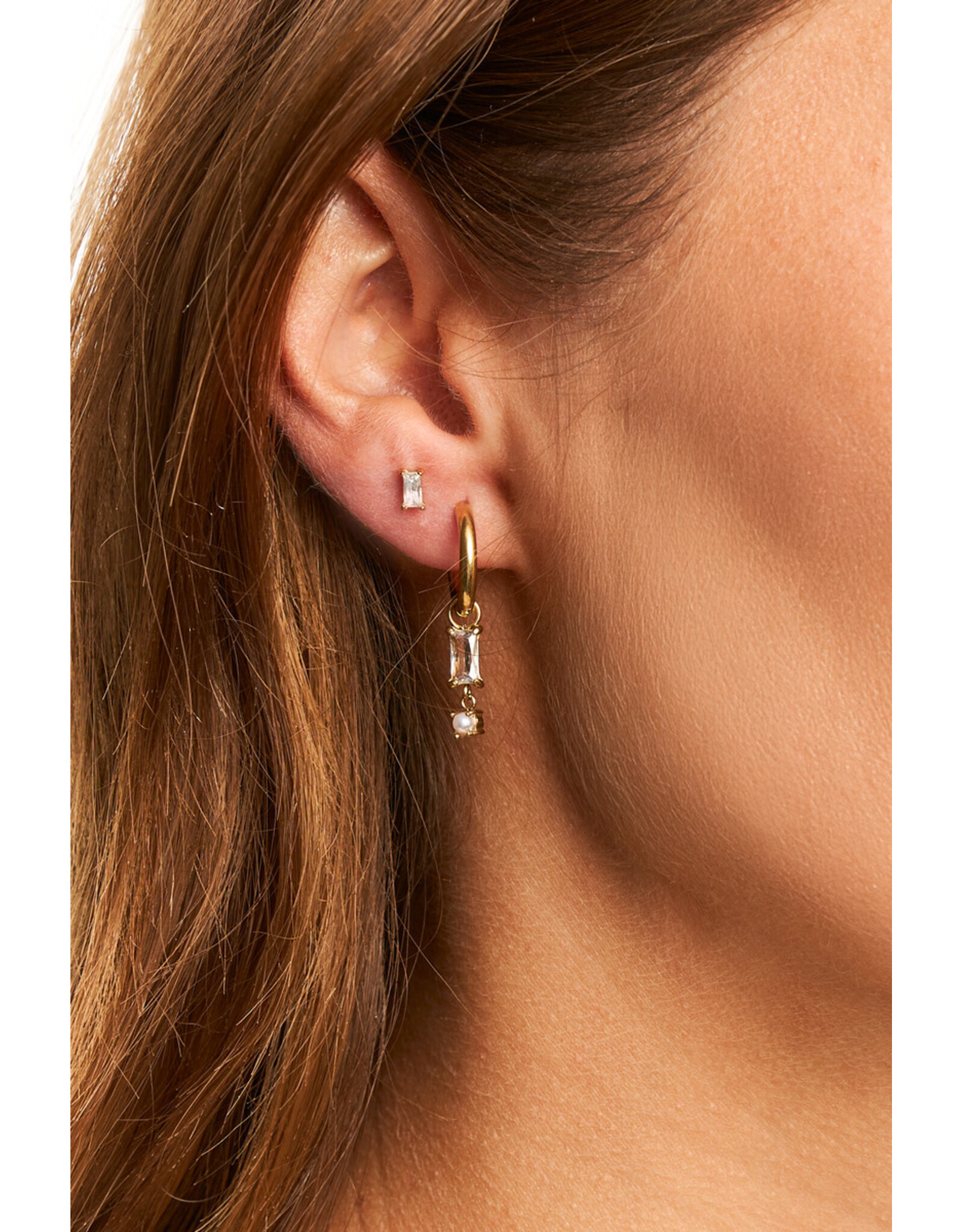 Oorringen strass + pareltje