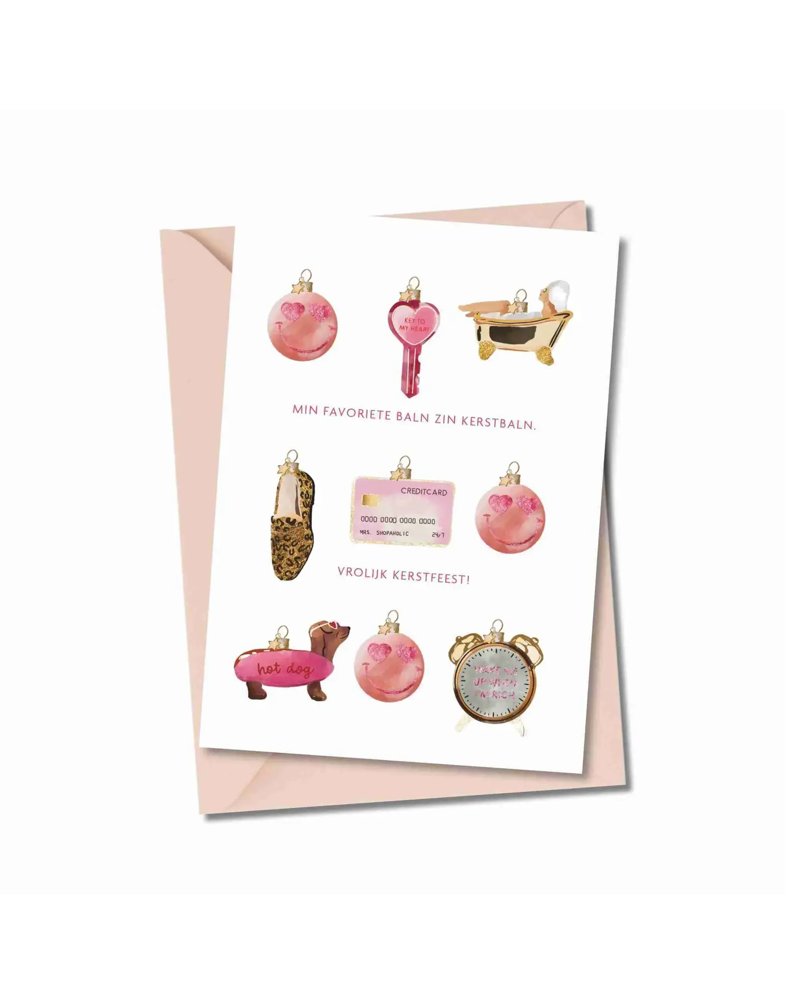Wenskaart Min favoriete baln zin kerstbaln