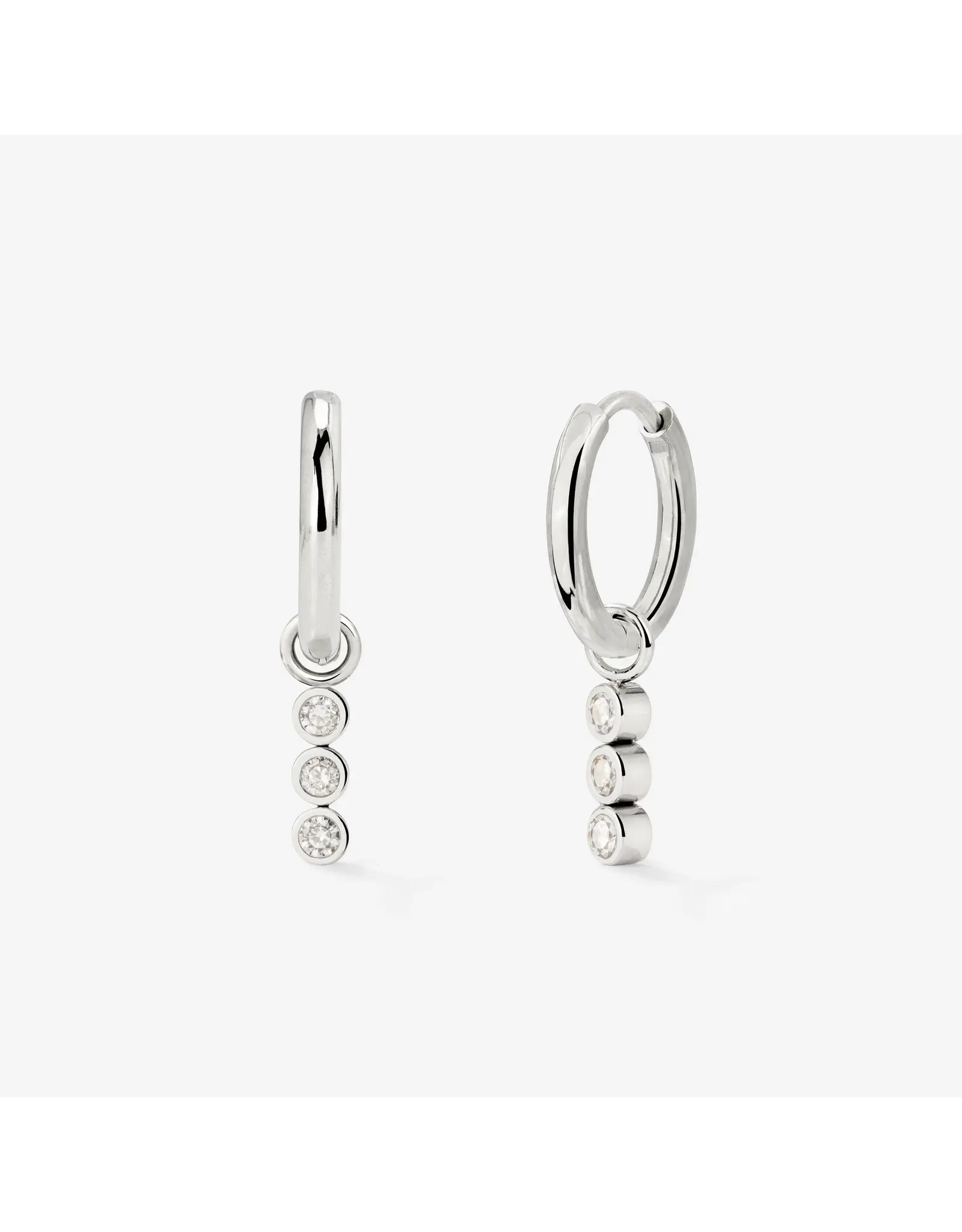 Oorringen trio kristal zilver