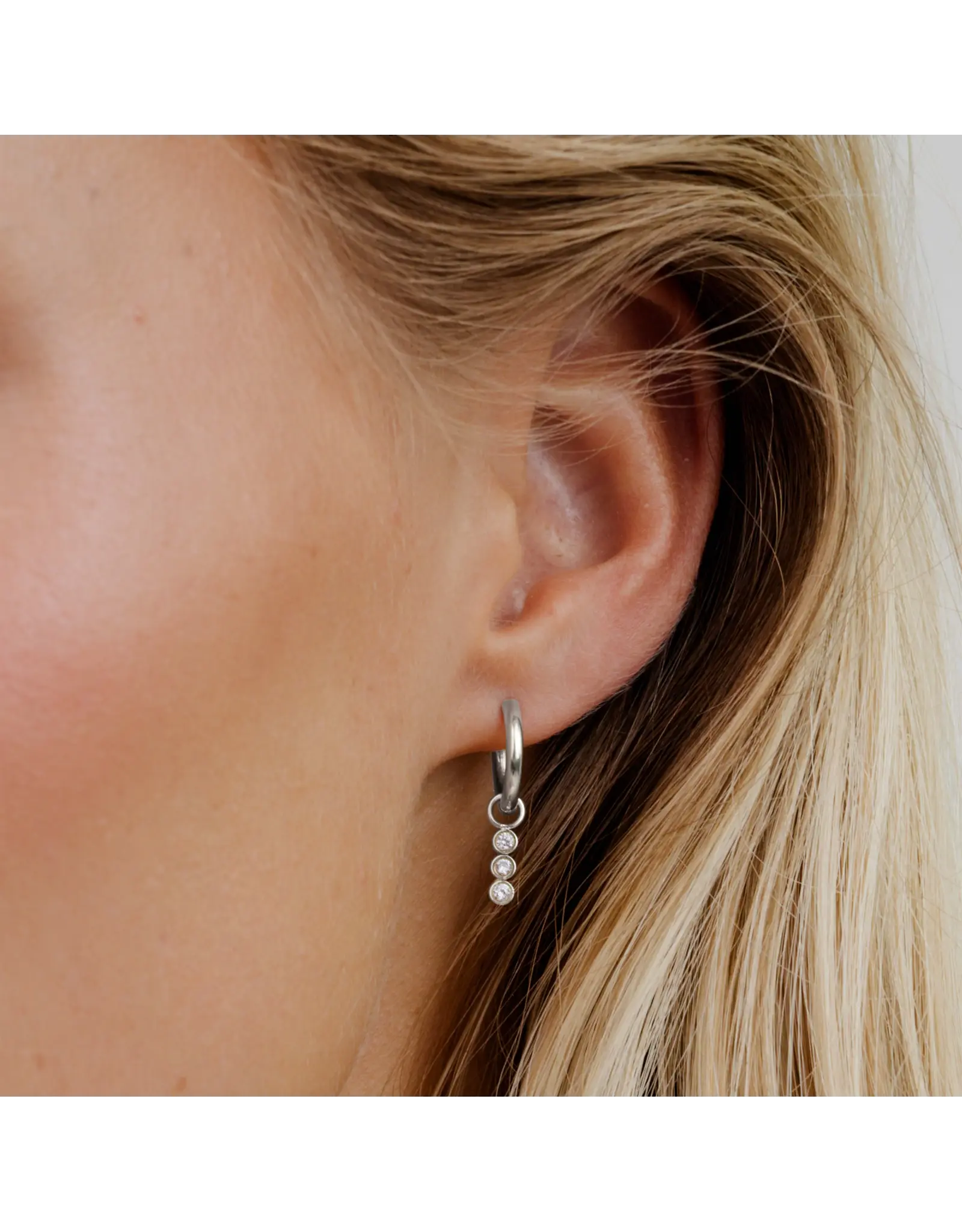 Oorringen trio kristal zilver