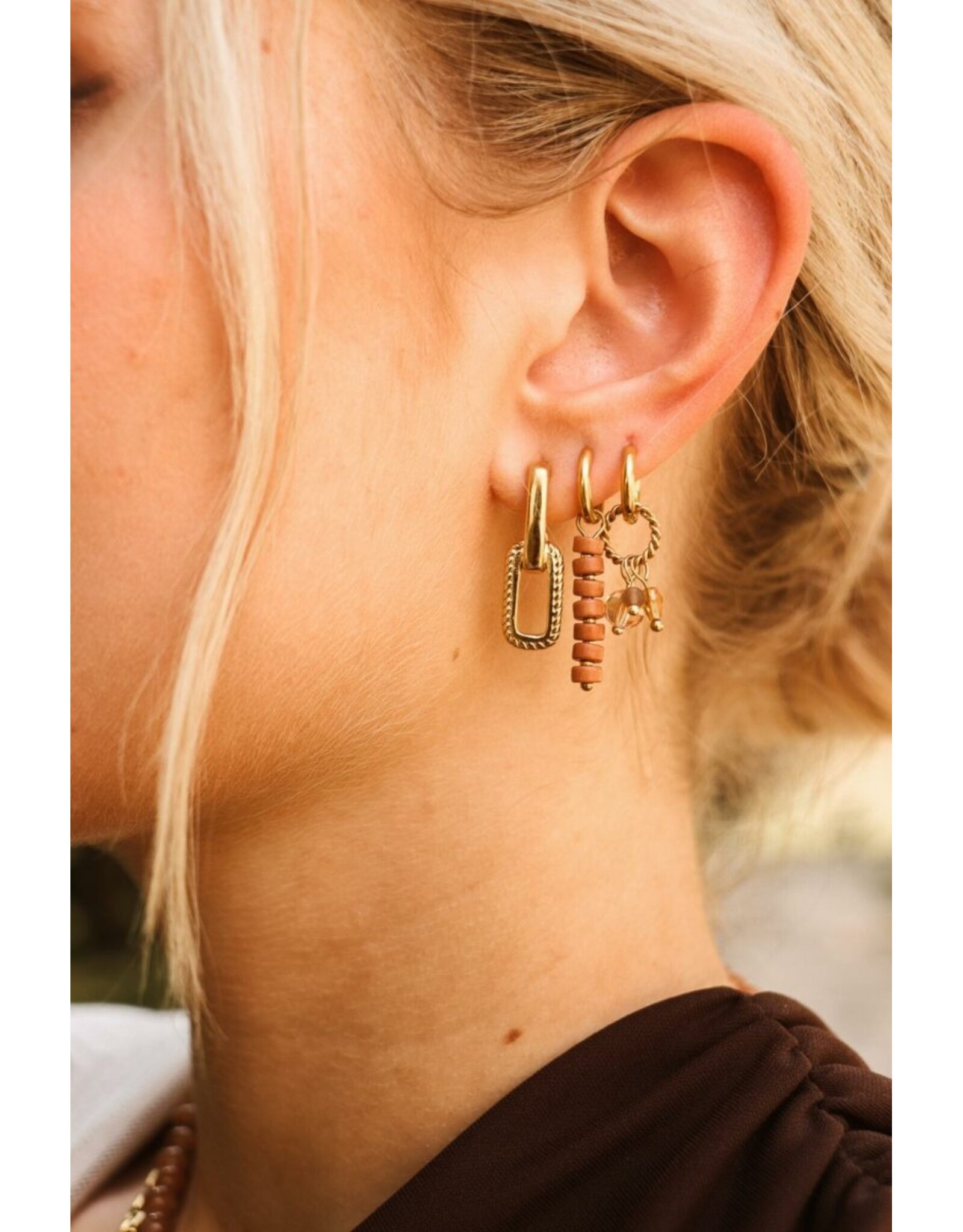 Oorringen braided chain