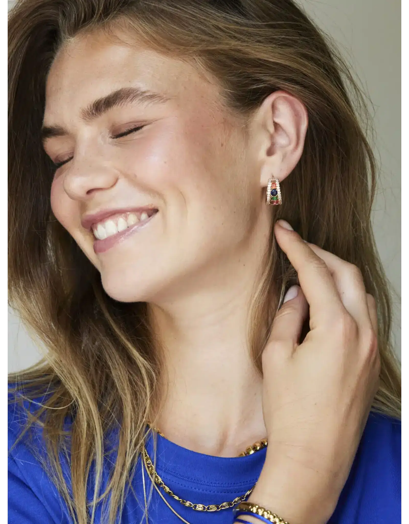 Brede strass oorringen