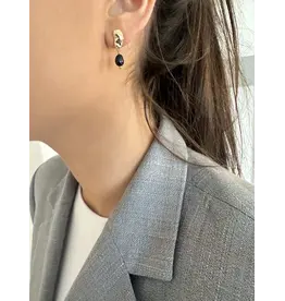 Oorstekers zwart parel