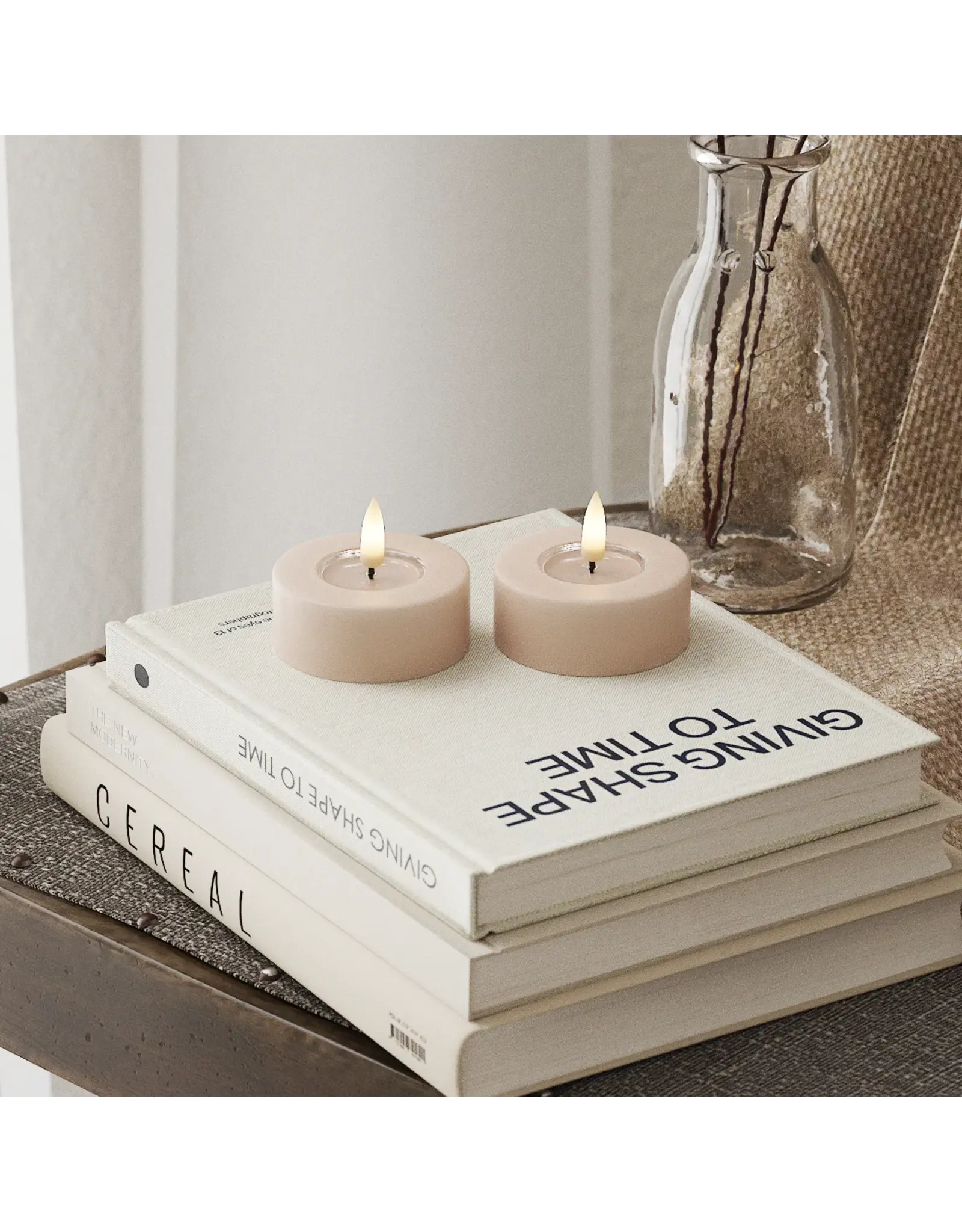 Set 2 Led theelichten jumbo roze