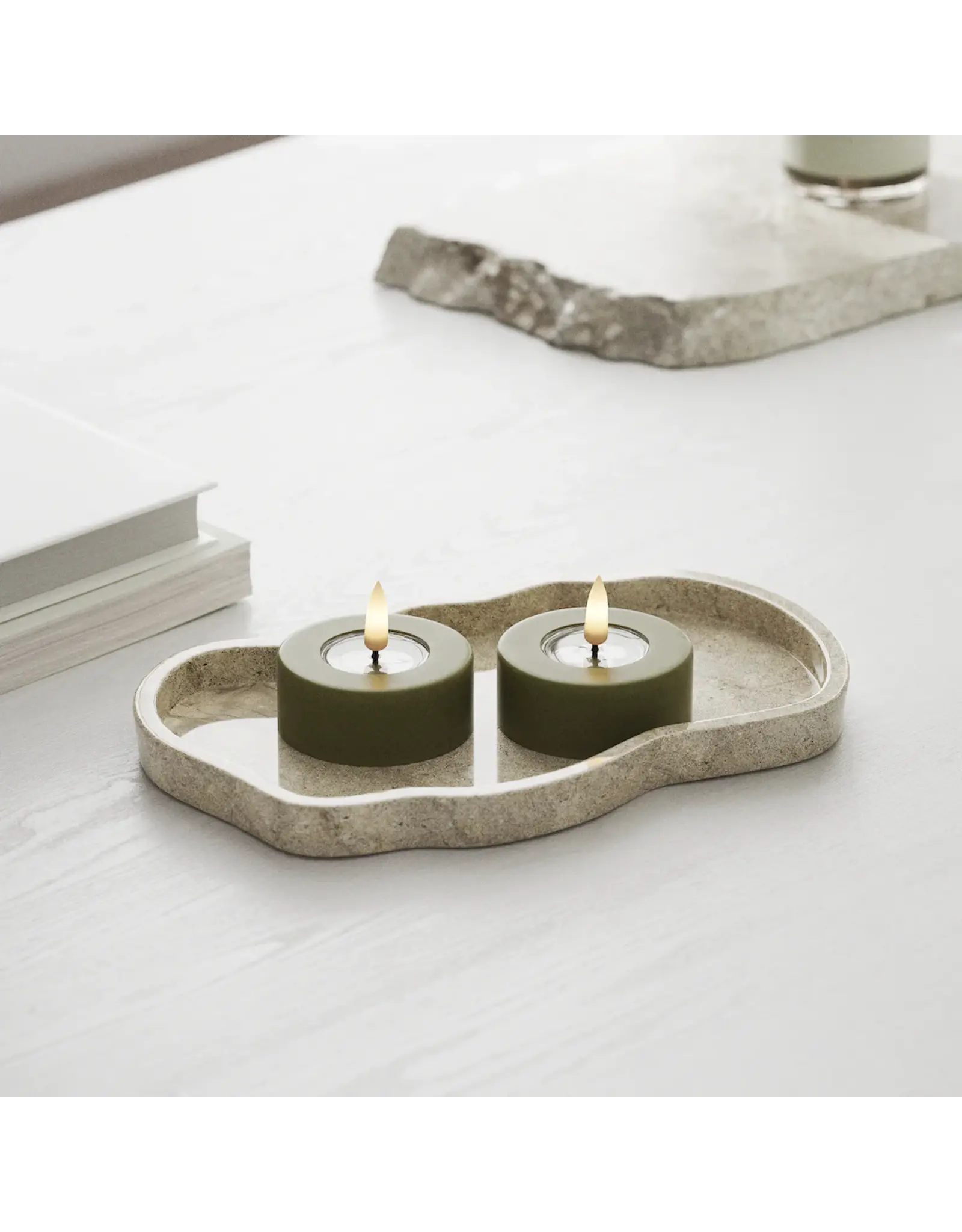 Set 2 Led theelichten jumbo olive