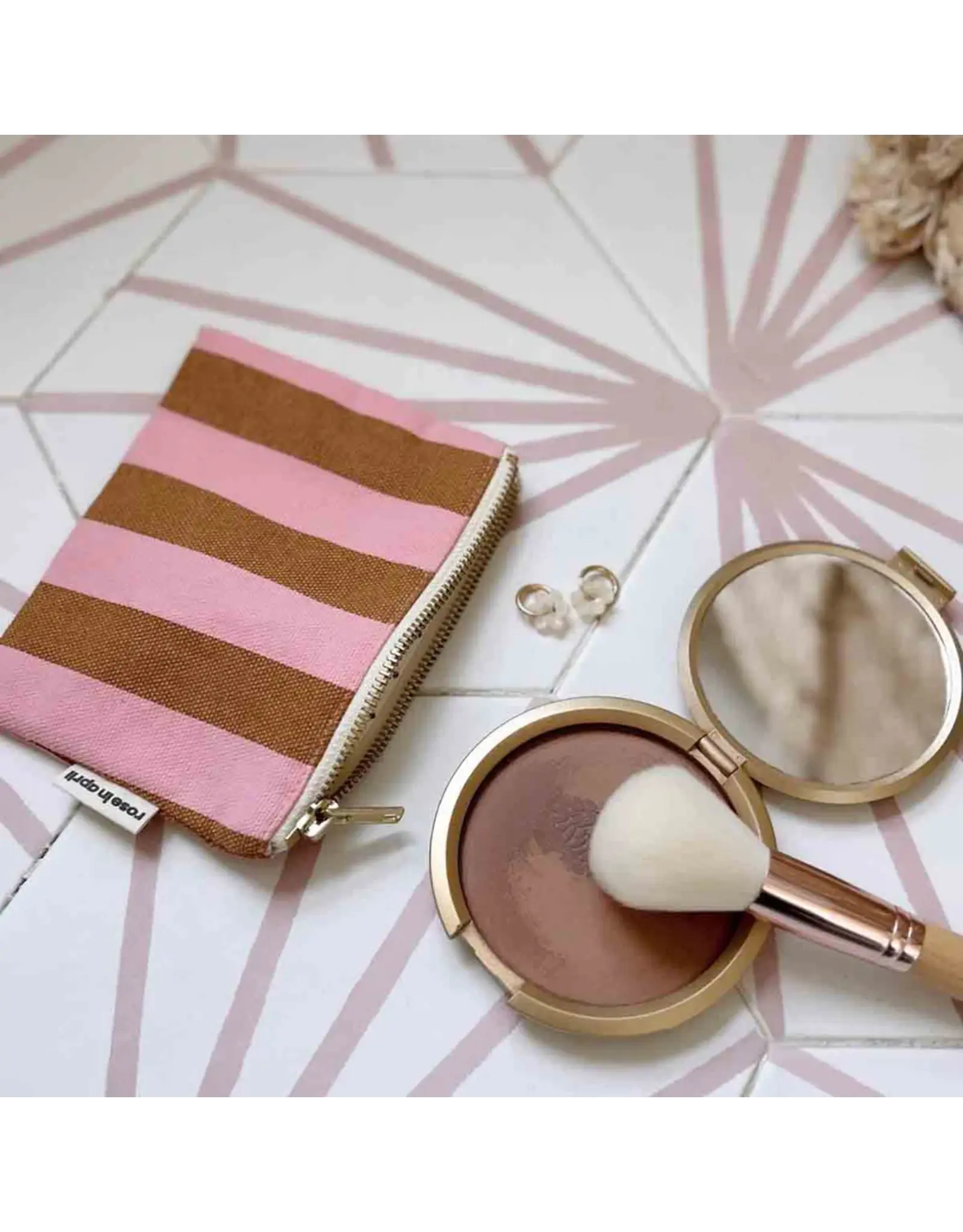 Portemonnee Caramel/roze streep