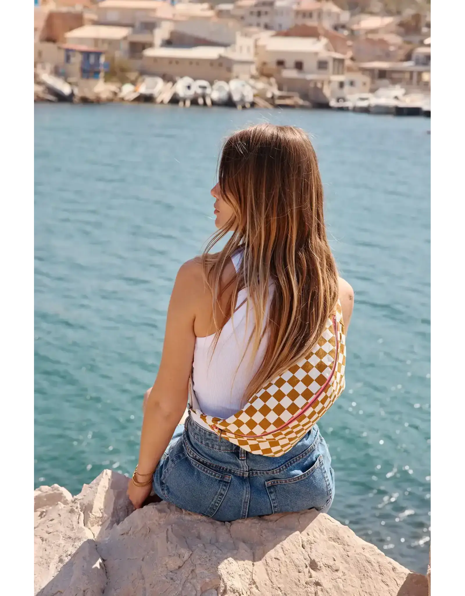 Heuptasje Caramel/ecru check