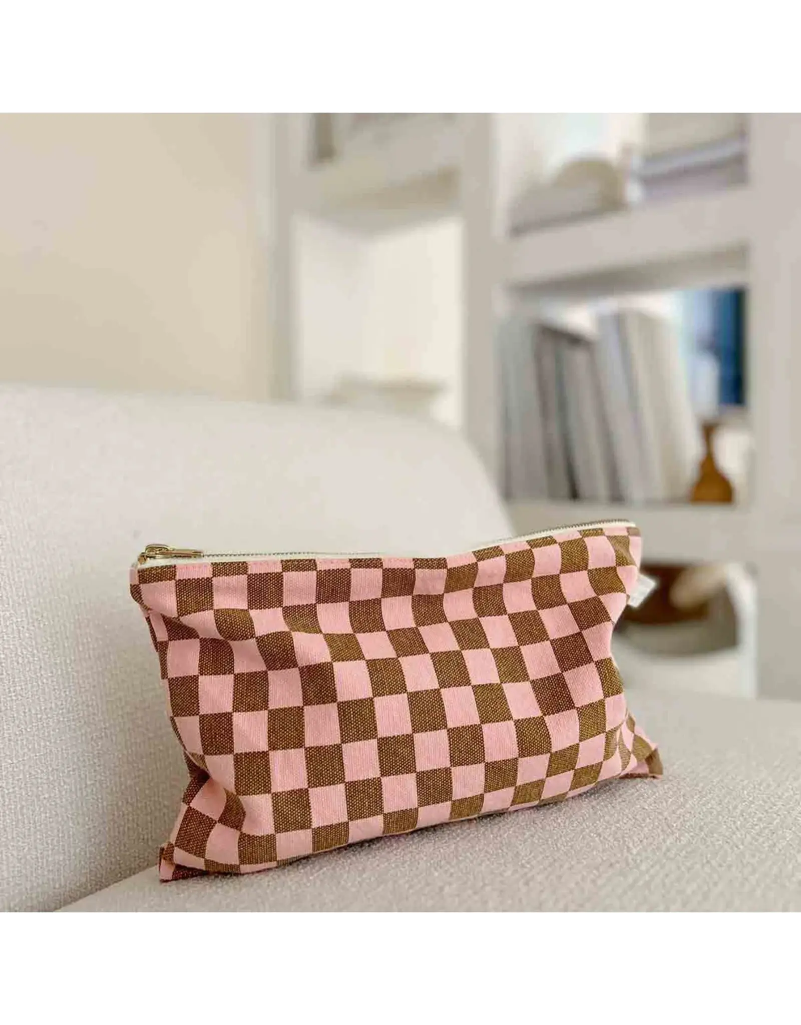 Pochette Caramel/roze check