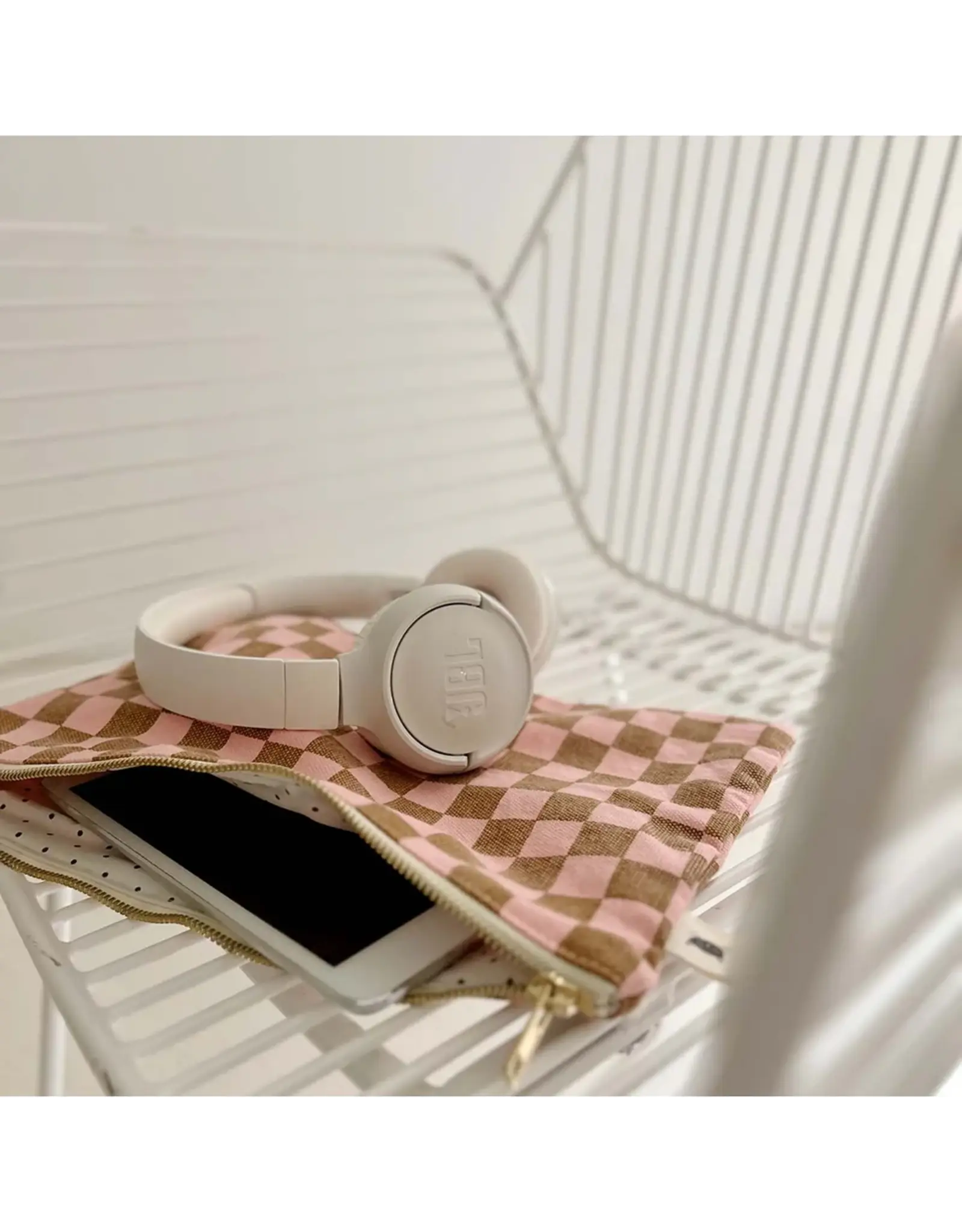 Pochette Caramel/roze check