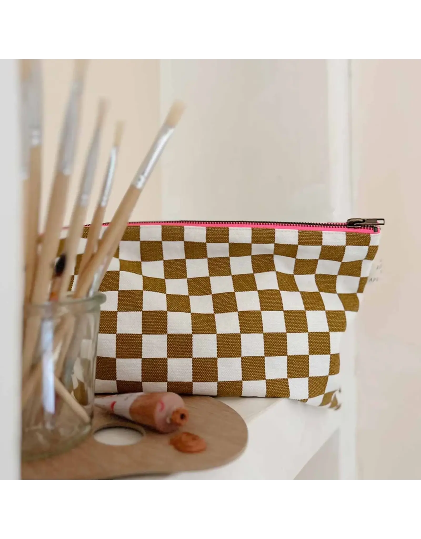 Pochette Caramel/ecru check