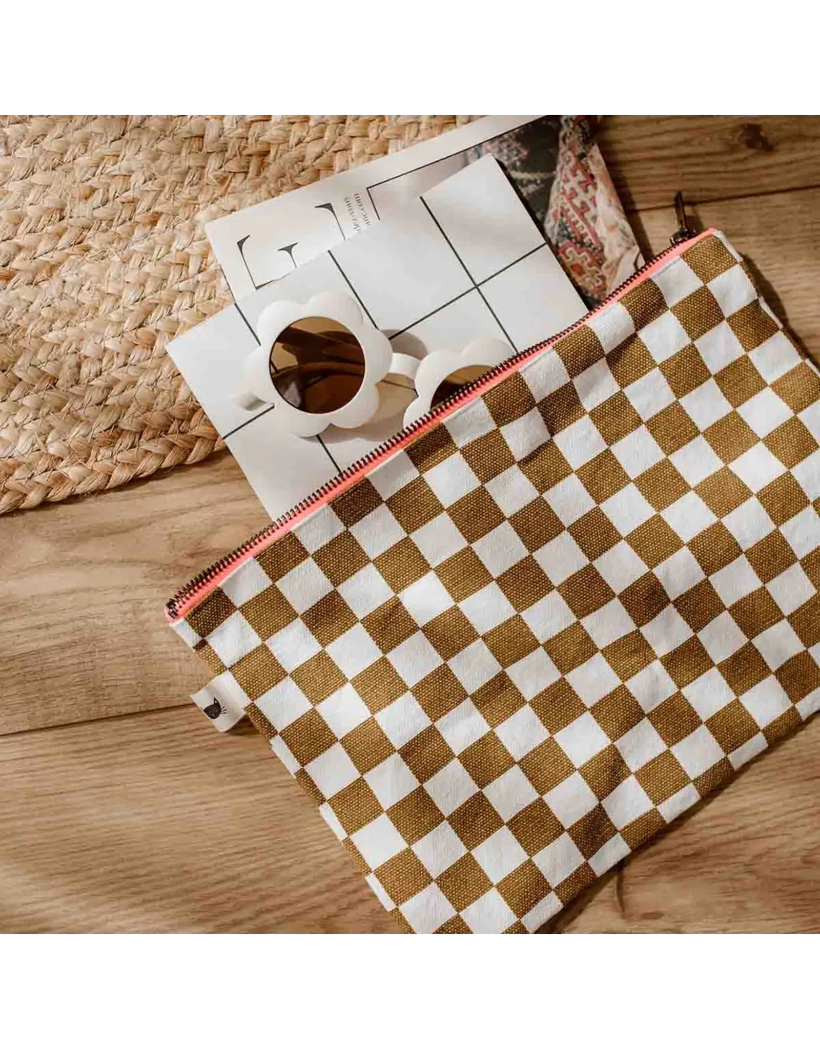 Pochette Caramel/ecru check