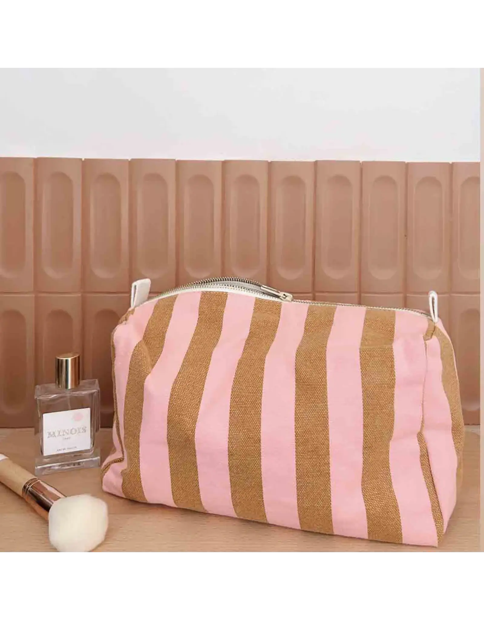 Toilettas Caramel/roze streep