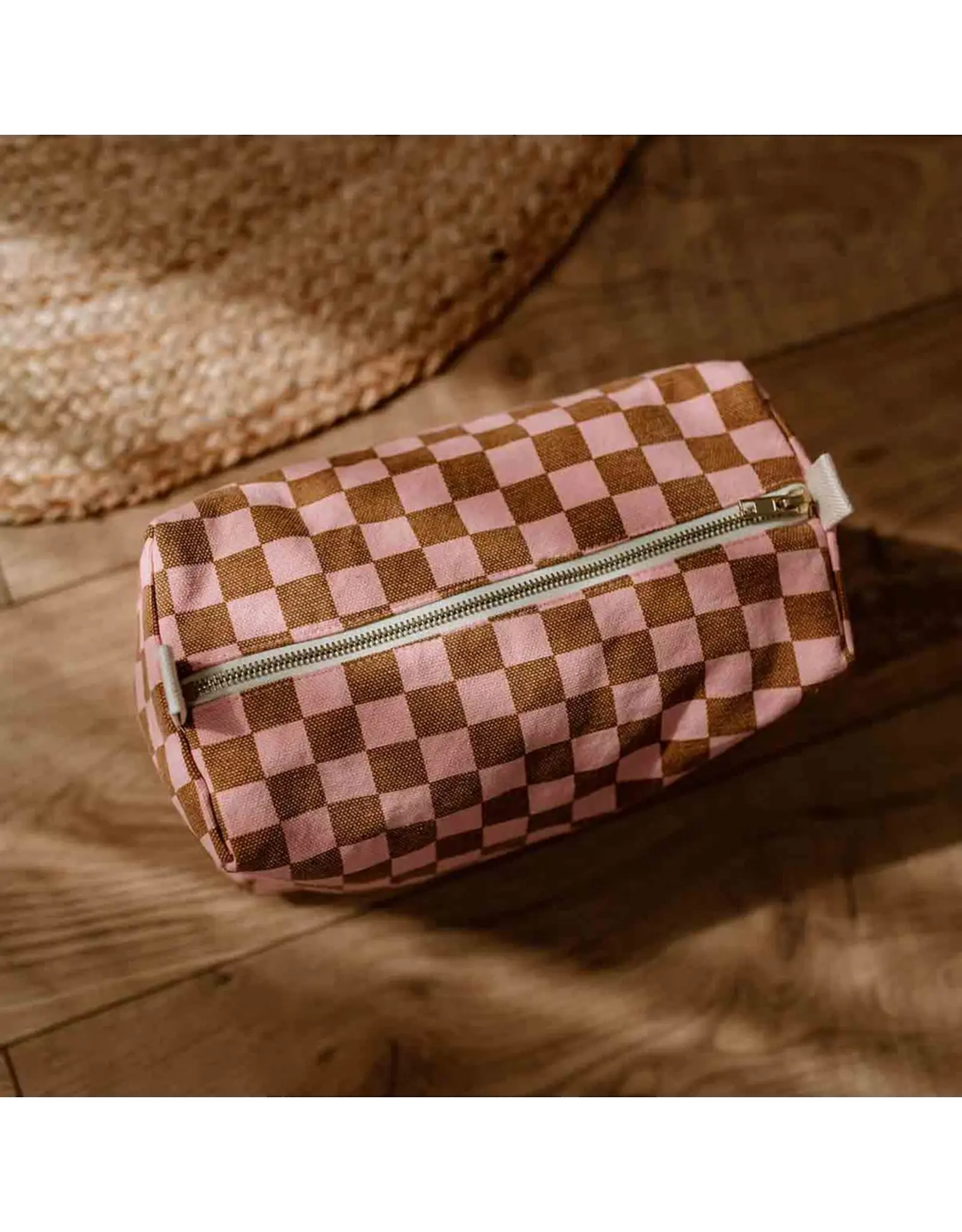 Toilettas Caramel/roze check