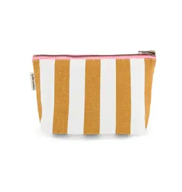 Make-up tasje Caramel/ecru streep