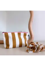 Make-up tasje Caramel/ecru streep