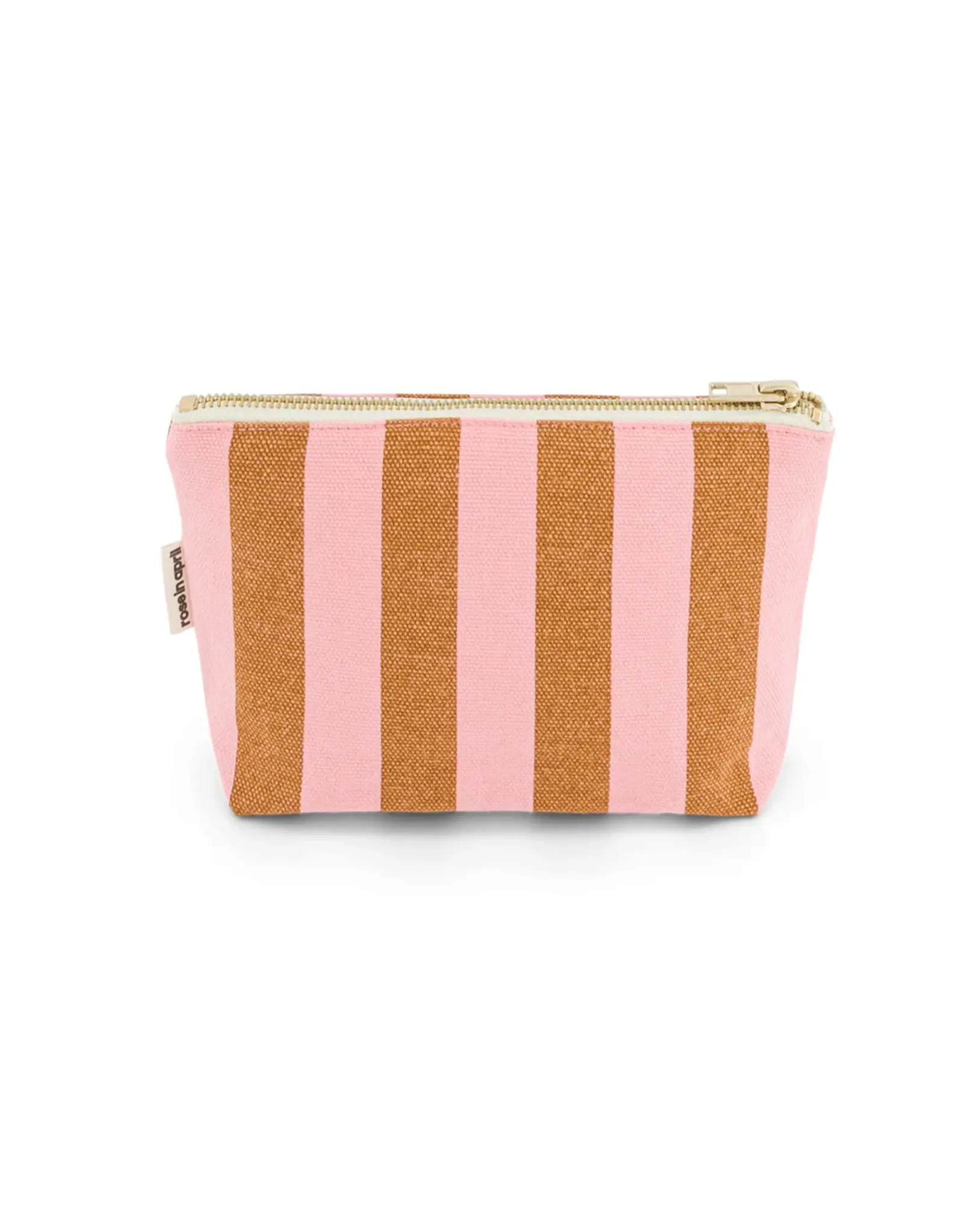 Make-up tasje Caramel/roze streep