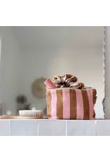 Make-up tasje Caramel/roze streep