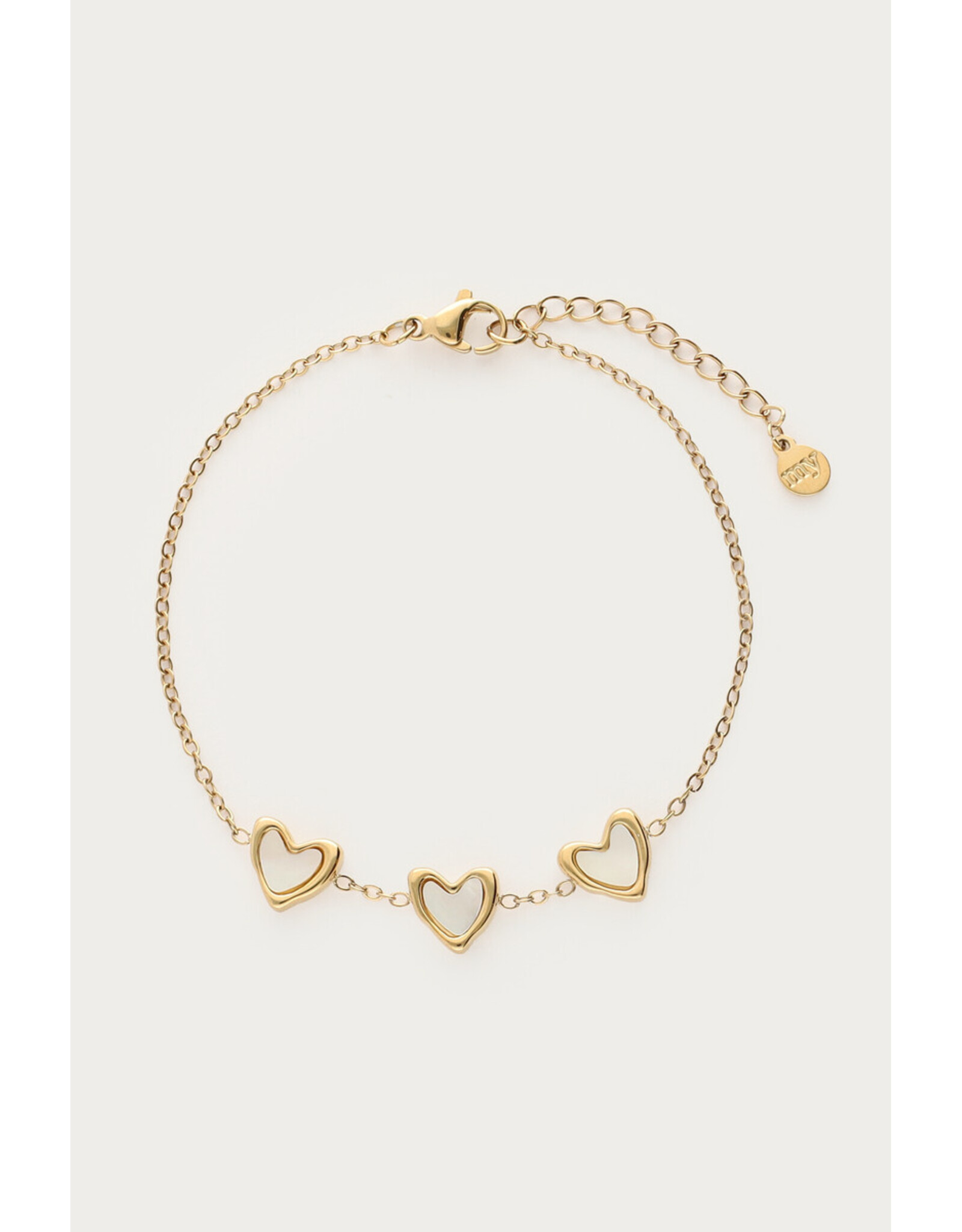 Armband hartjes parelmoer