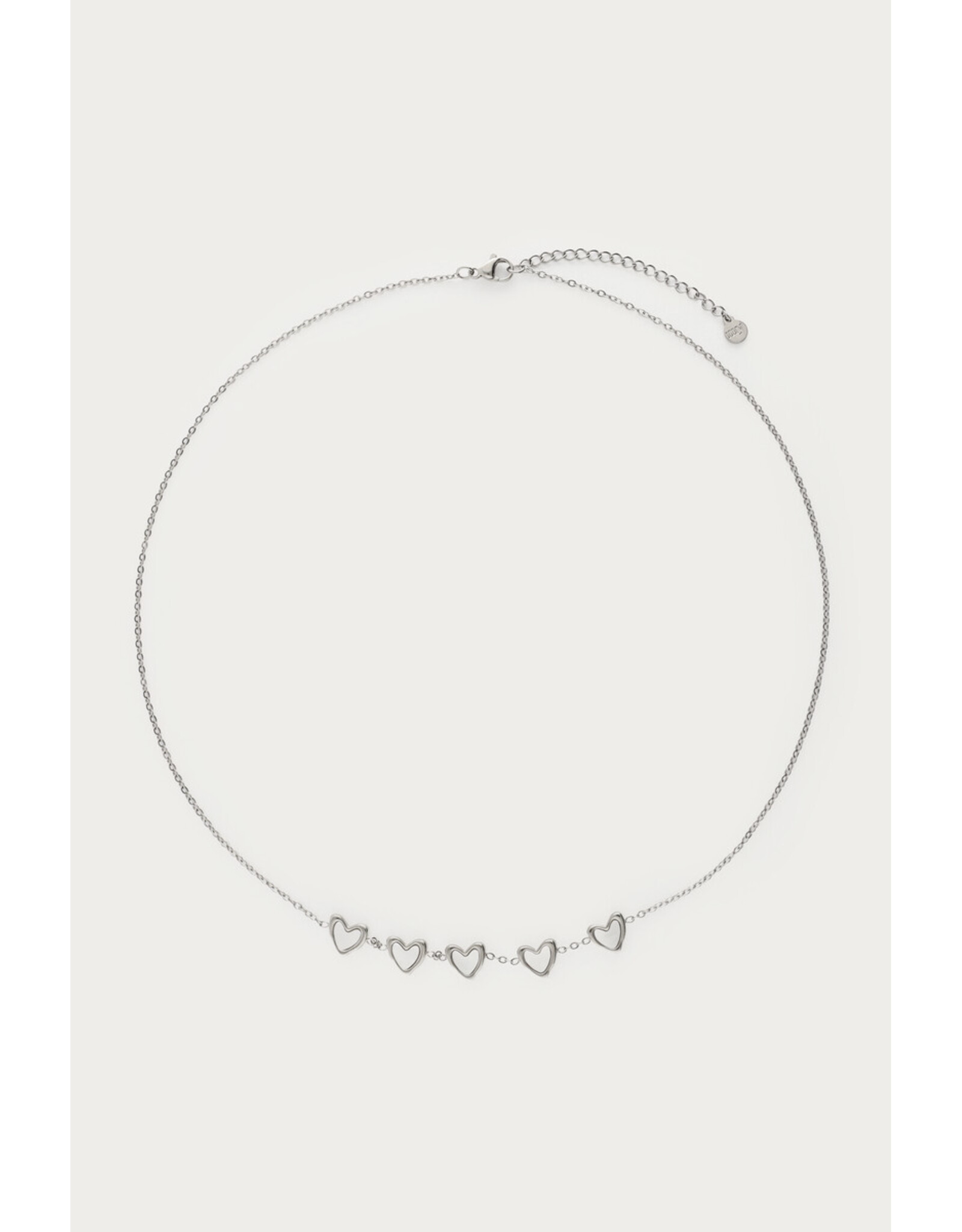 Ketting hartjes parelmoer zilver