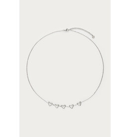 Ketting hartjes parelmoer zilver