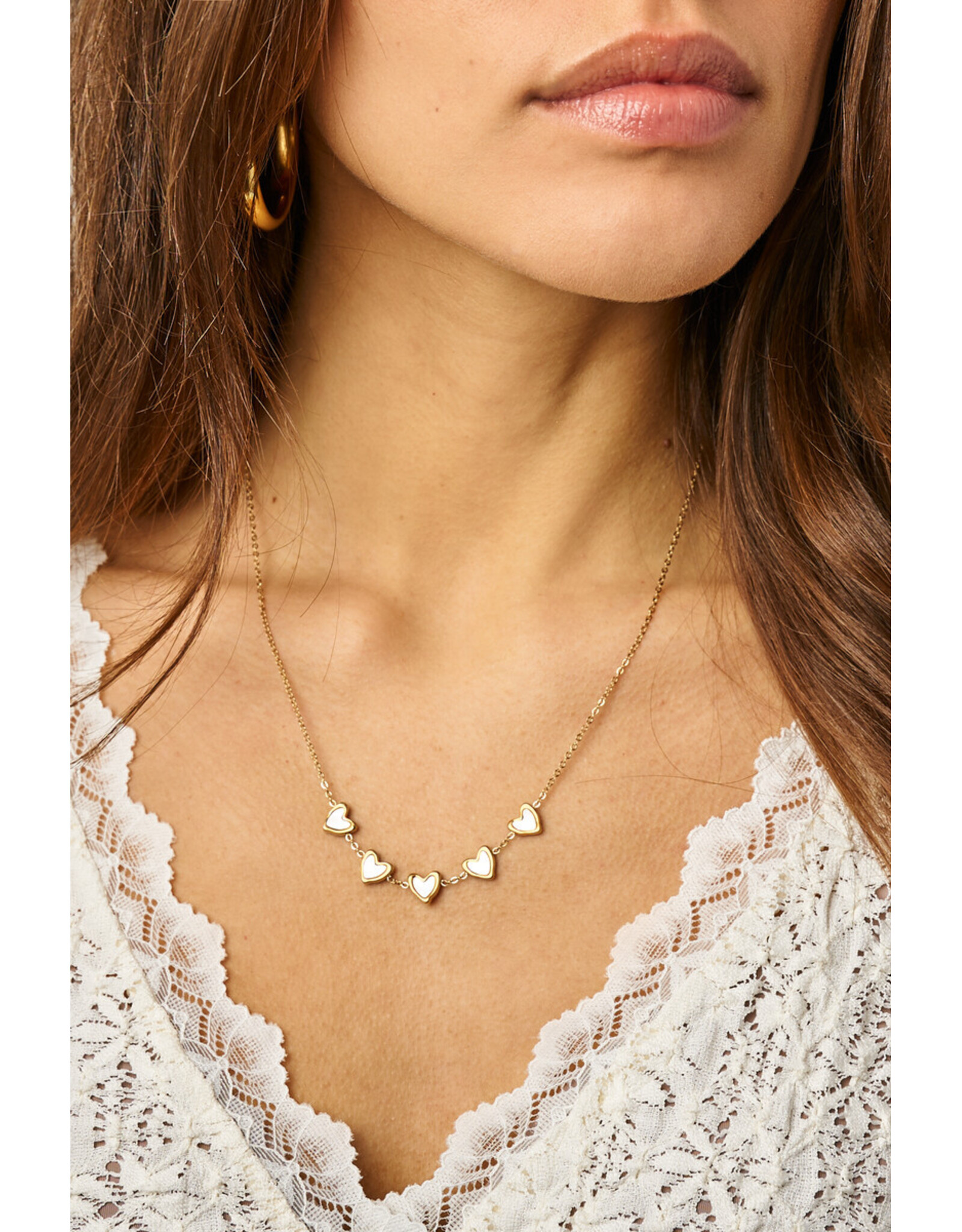 Ketting hartjes parelmoer