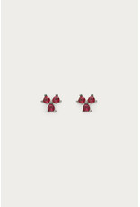 Studs triple roze strass zilver