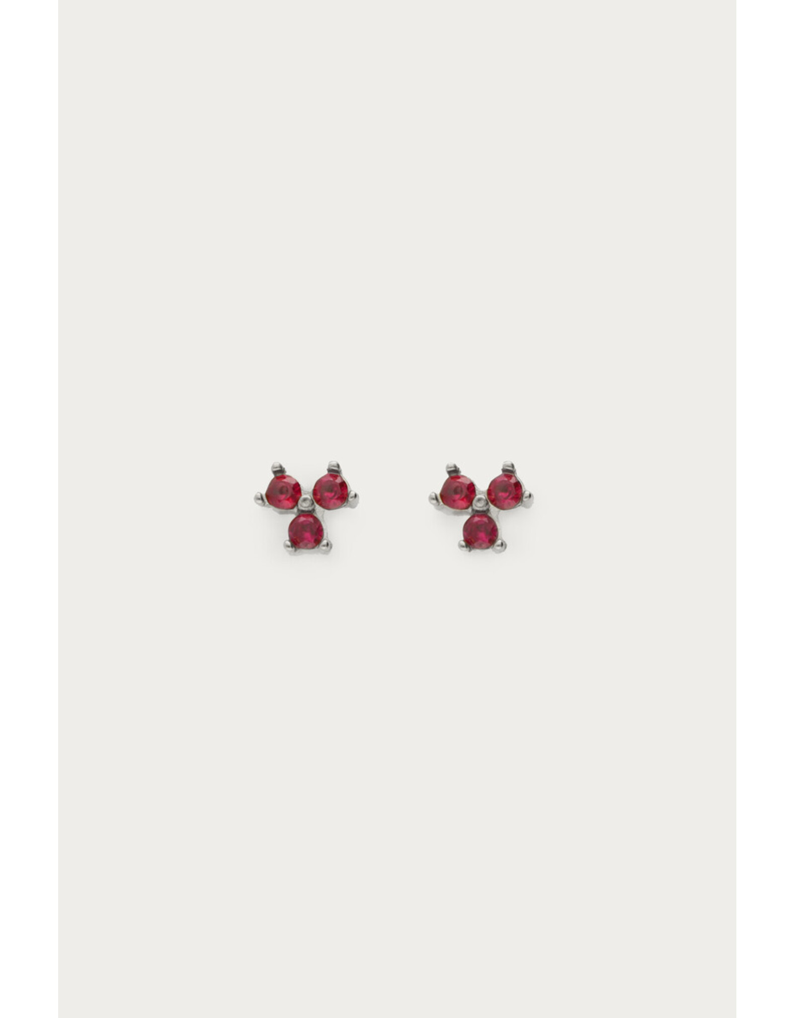 Studs triple roze strass zilver