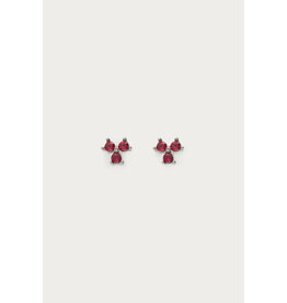 Studs triple roze strass zilver