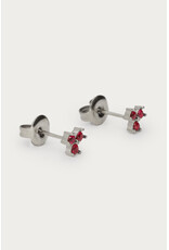 Studs triple roze strass zilver