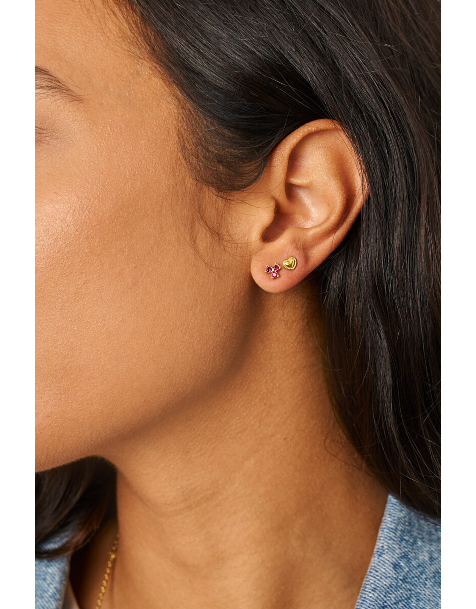 Studs triple roze strass