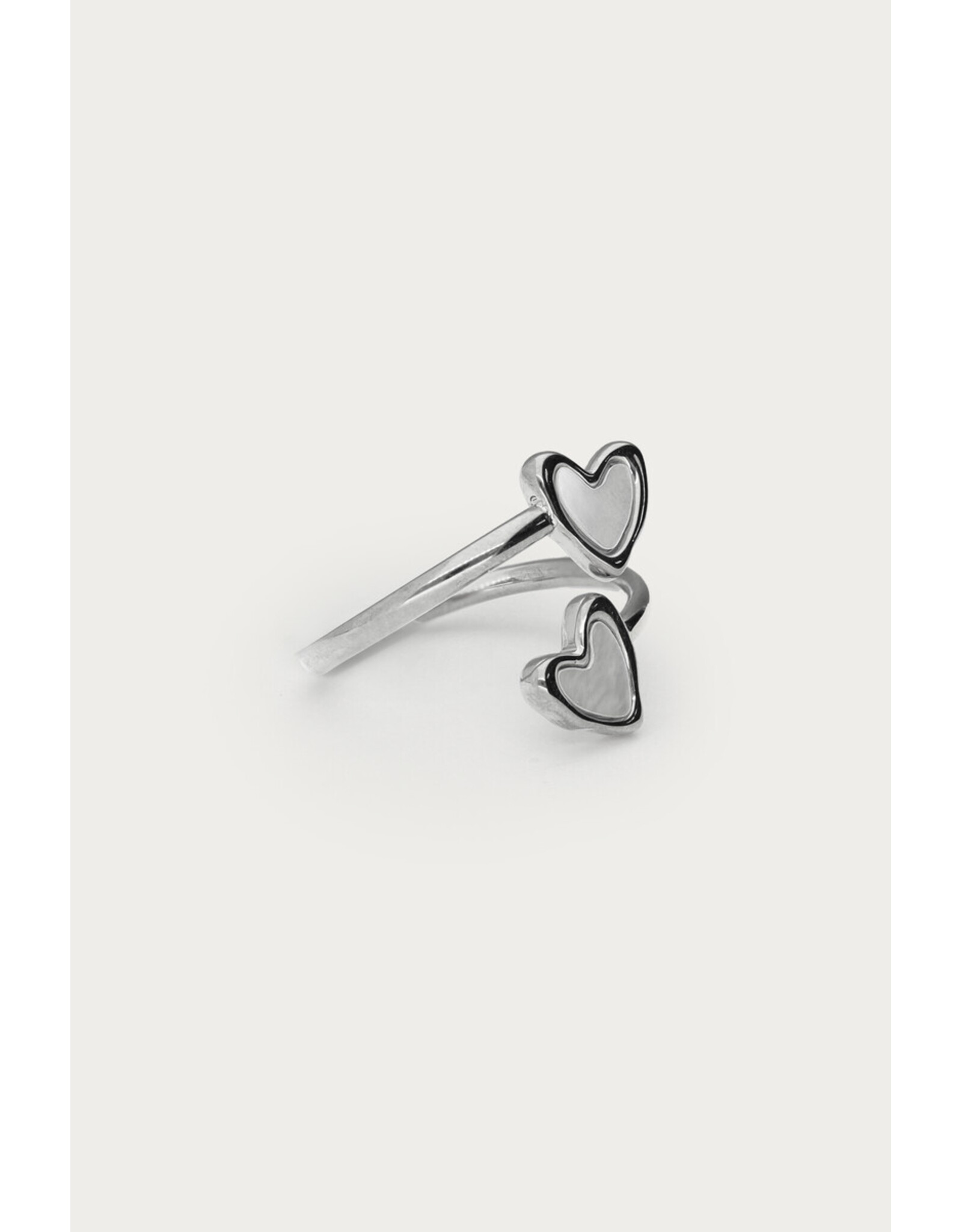 Ring hartjes parelmoer zilver