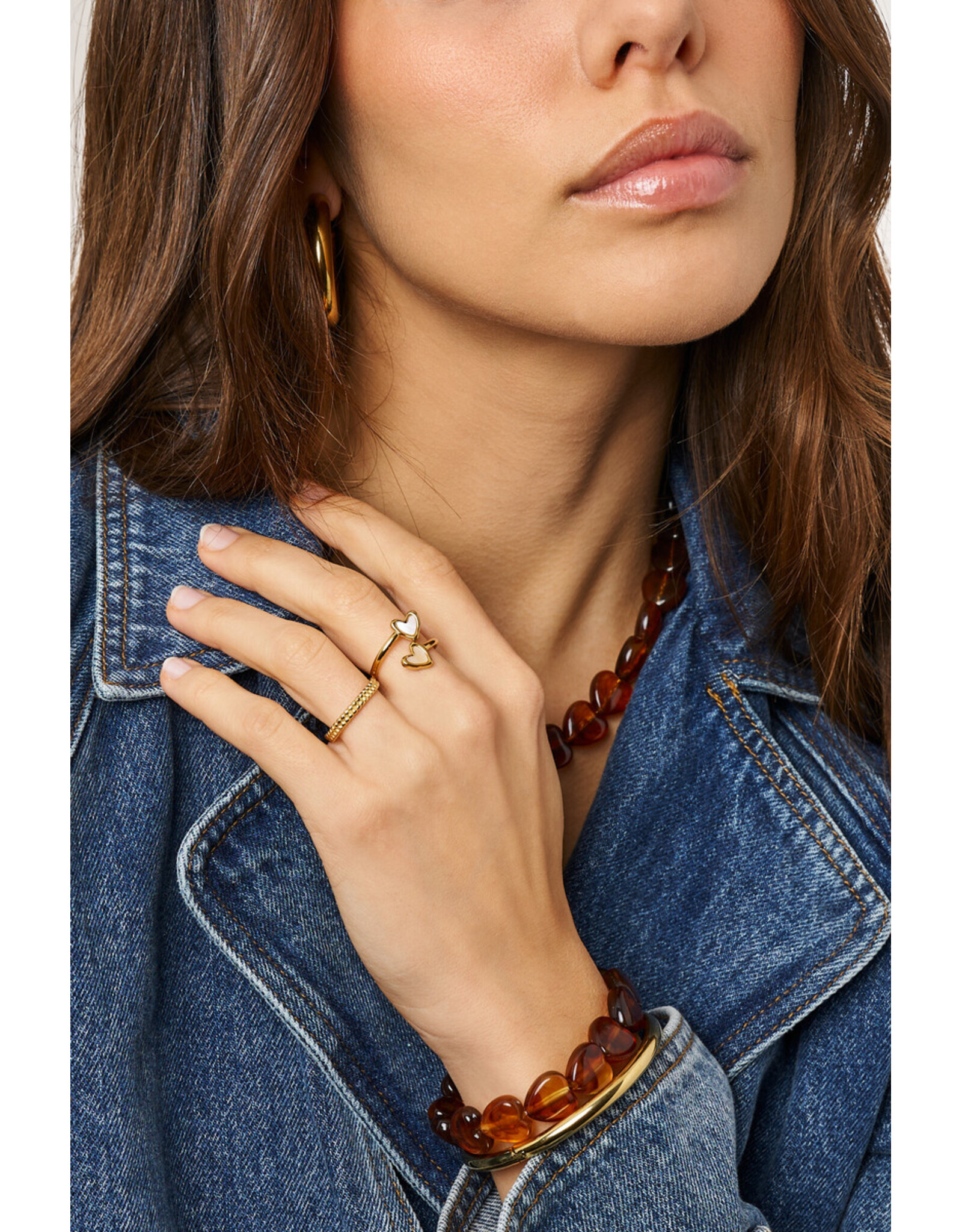 Ring hartjes parelmoer