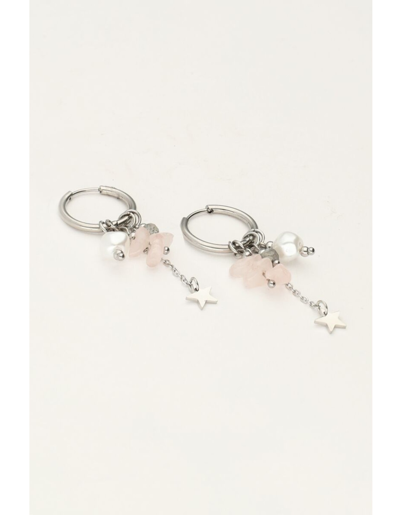 Oorringen spring roze zilver