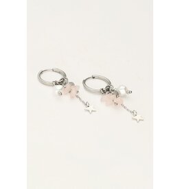 Oorringen spring roze zilver
