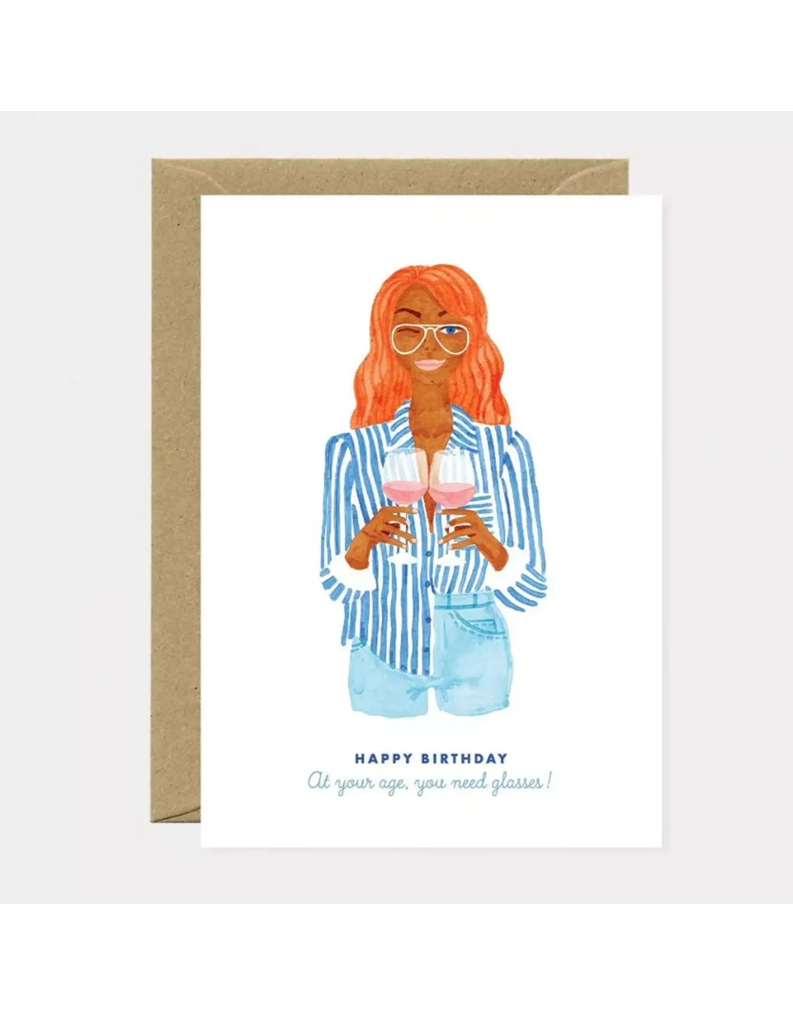 Wenskaart Happy birthday glasses