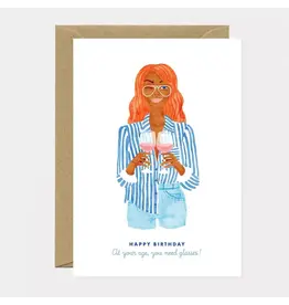 Wenskaart Happy birthday glasses